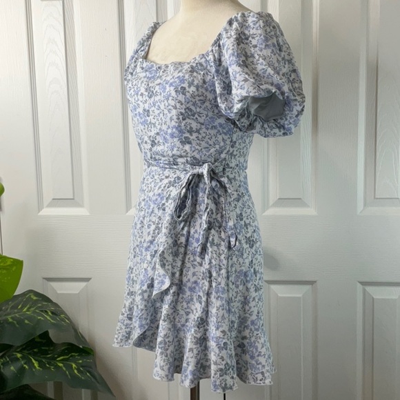 Trixxi - Floral Mini Dress Puff Sleeve Ruffle Hem - Picture 4 of 13